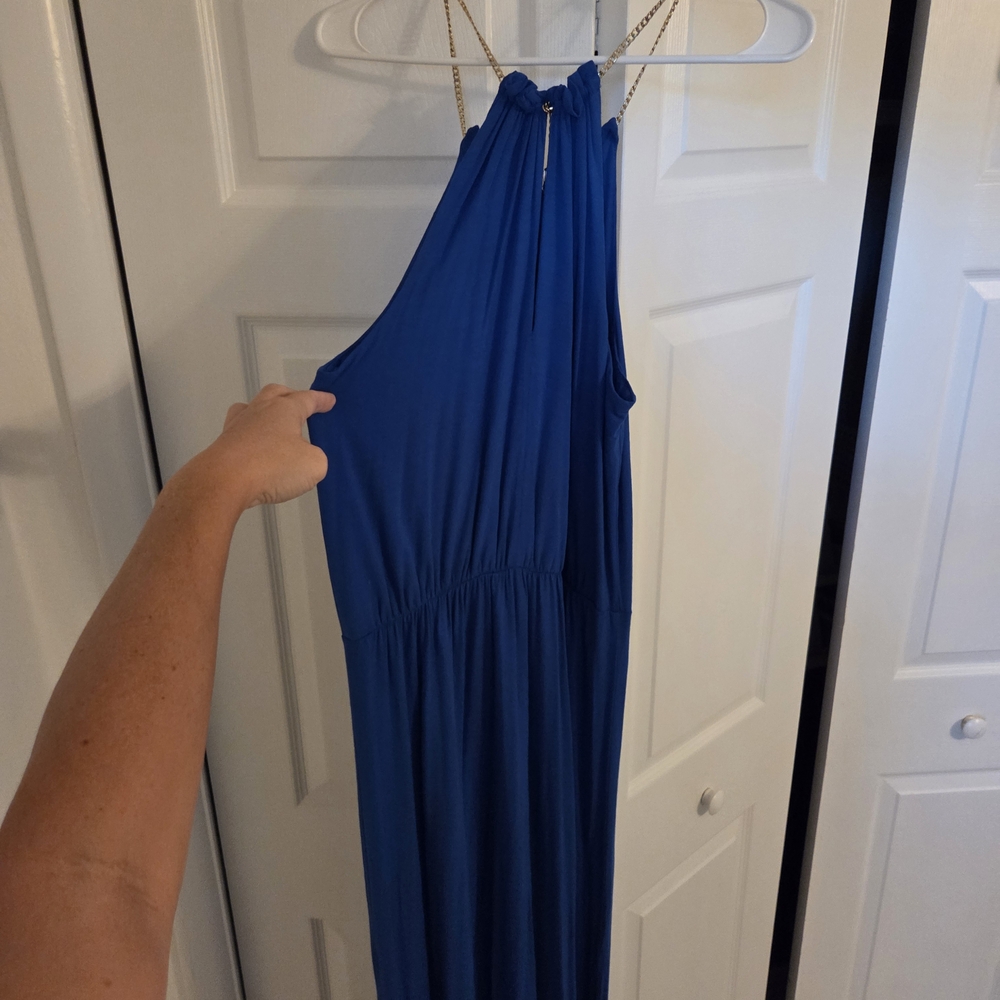 Lilly Pulitzer Royal Blue Dress with Gold Chain Detail And Embellished Neckline - Picture 5 of 7
